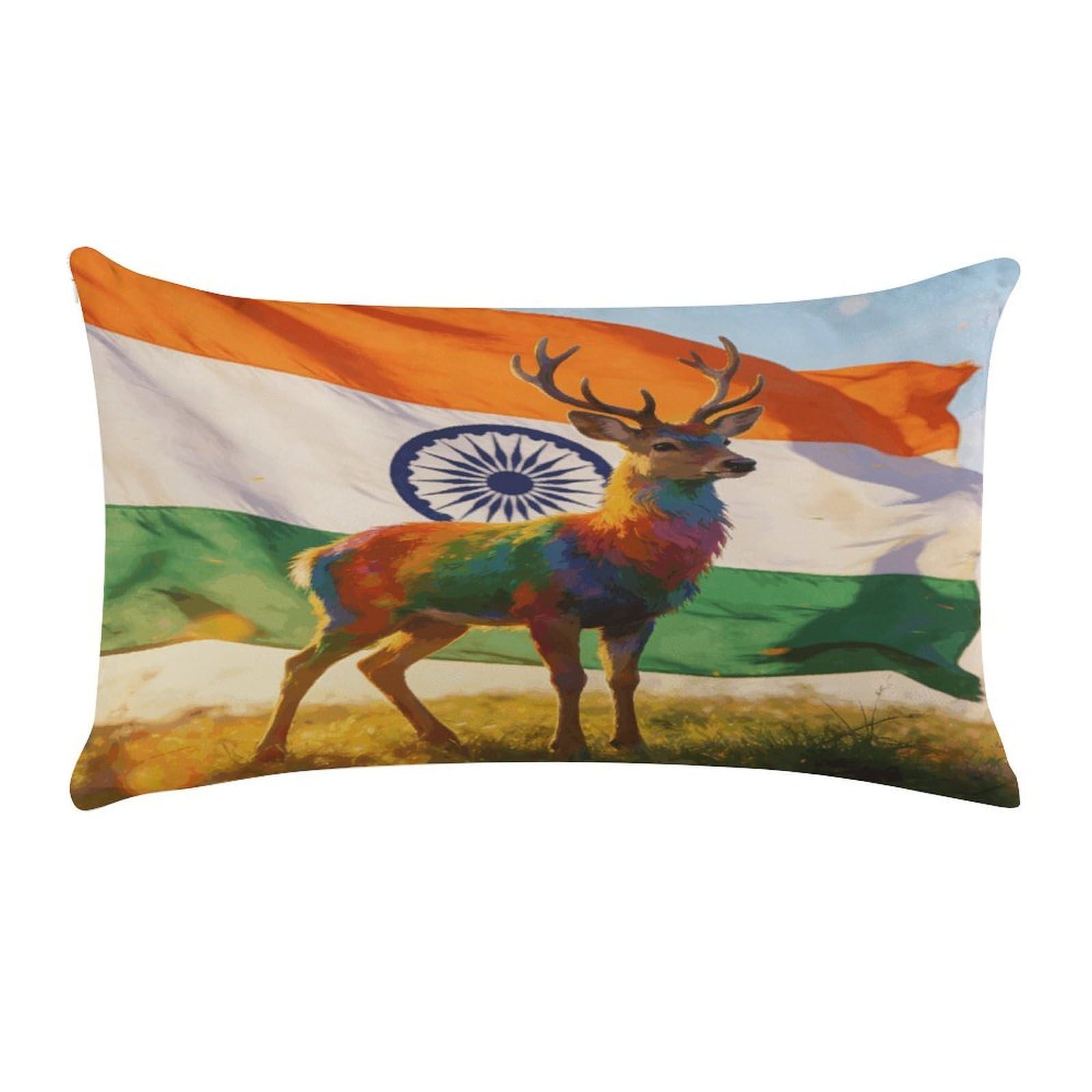 Khauerbc Style Colorful Deer And National Flagpillow Cases Standard,Ultra Soft Microfiber Pillowcase With Zipper Closure,Bed Pillowcases Cover With Zipper For Bedroom, Sofa, Couch.