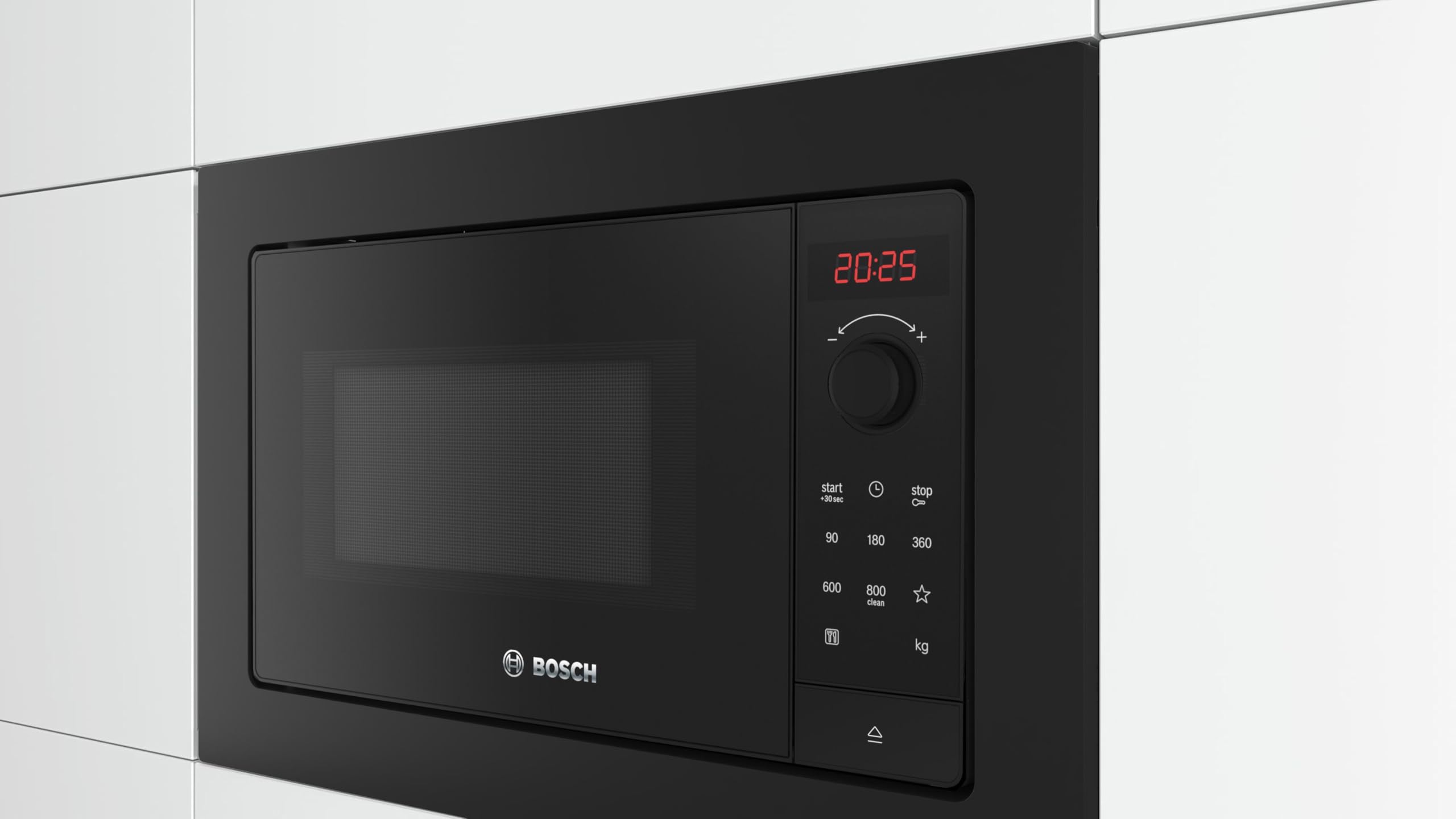Serie 2, Microonde da incasso, Con display digitale, Illuminazione LED, Sistema automatico di pulizia, Nero
