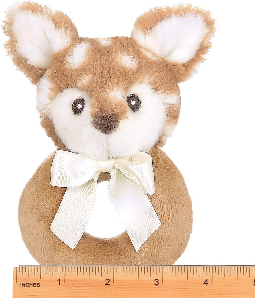 Bearington Baby Lil' Willow Plush Stuffed Animal Fawn Soft Ring Rattle, 5.5 inch : Toys & Games