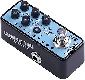 Mooer Pedal Preamp Custom 100 M018 | para Guitarra, Digital, Dois Canais, EQ de 3 Bandas, Simulador de Gabinete, Compacto, 9V DC
