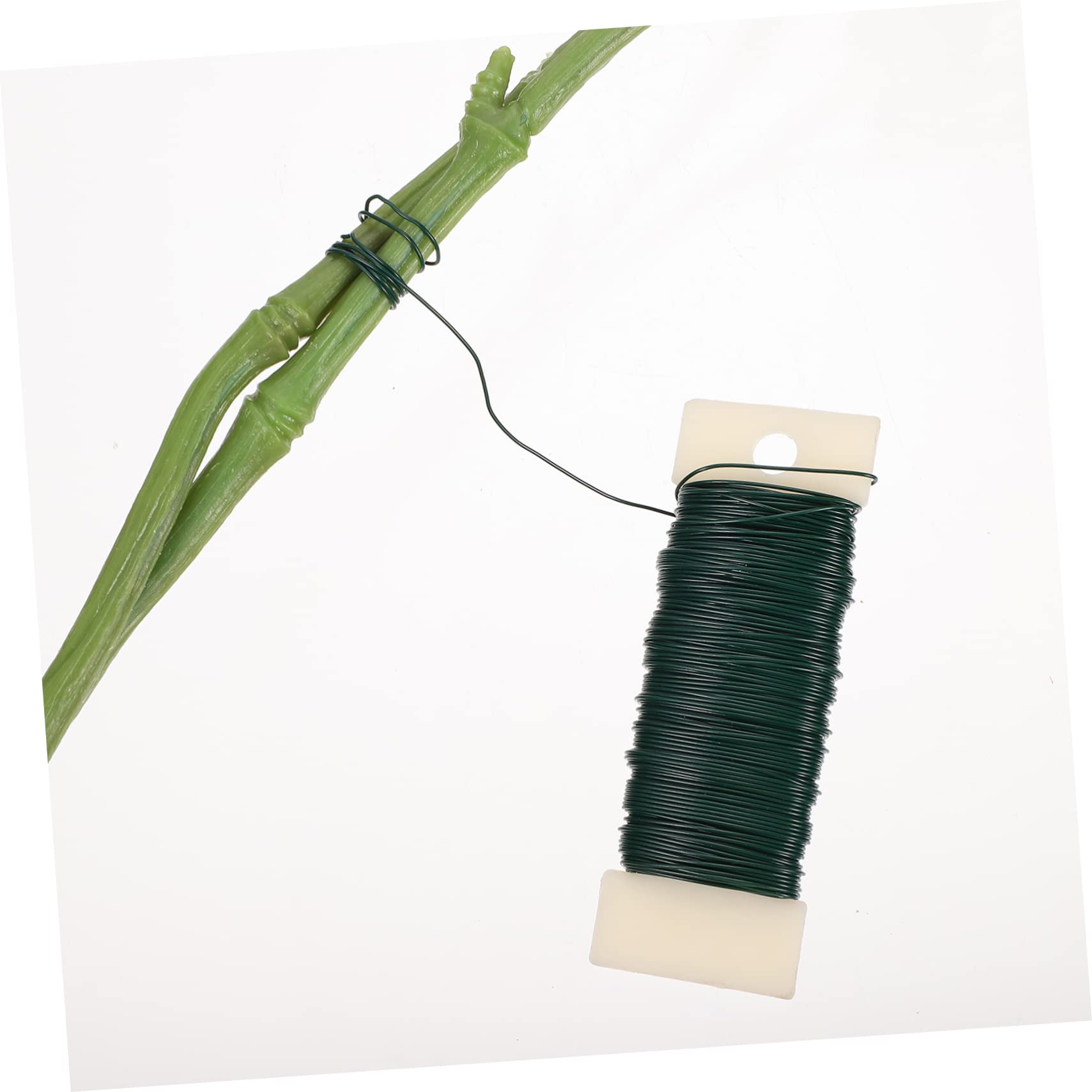 HOMSFOU 4 Rolls Flexible Floral Wrapped Wire Coated Wire for Flower Arrangements DIY Crafts and Garden Binding Easy to Cut Green Color Blends with Plants