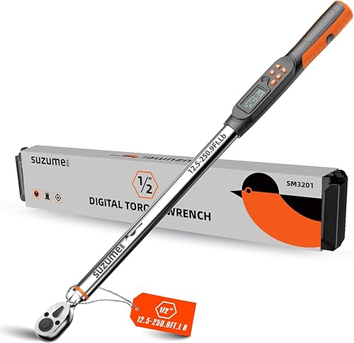 SUZUME Llave dinamométrica digital (12.5-250.9 pies libras17-340.2 N.m) Llave dinamométrica digital de alta precisión 2% Llave dinamométrica digital