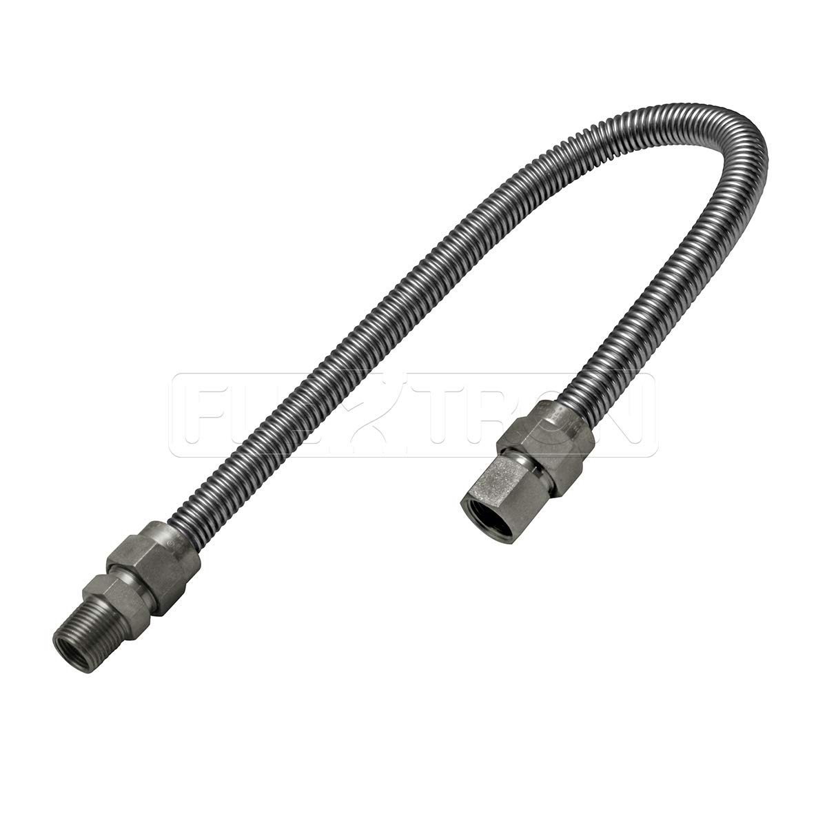 HIGHCRAFT 24 Inch Gas Connector with Fittings, Stainless Steel, 3/8 Outer Diameter 3/8" FIP x 1/2" MIP Connection