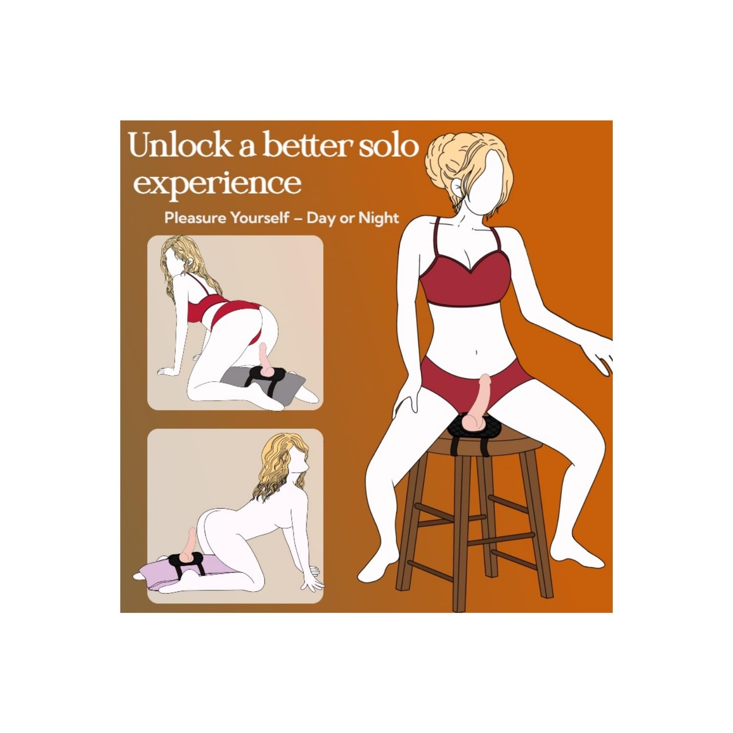 Suction Cup Dildo Mount Sex Saddle Strap on a Pillow or Furniture, Sex Swing, Sex Chair, Dildo Holder Strap Base Adult Sex Toy Adjustable for Couples (Without Dildo)