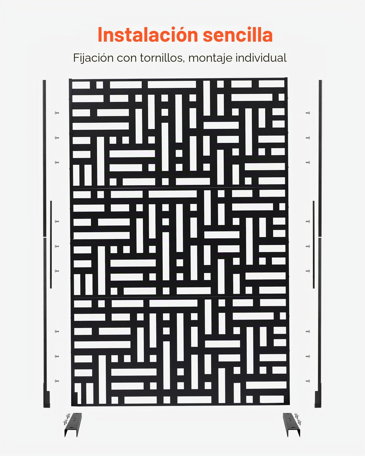 VEVOR Mampara de Privacidad de Metal de 120 x 50,8 x 193 cm con Soporte, Mamparas y Paneles de Privacidad Independiente para Exteriores de 3 Paneles para Jardín, Balcón, Patio, Habitación, Negro