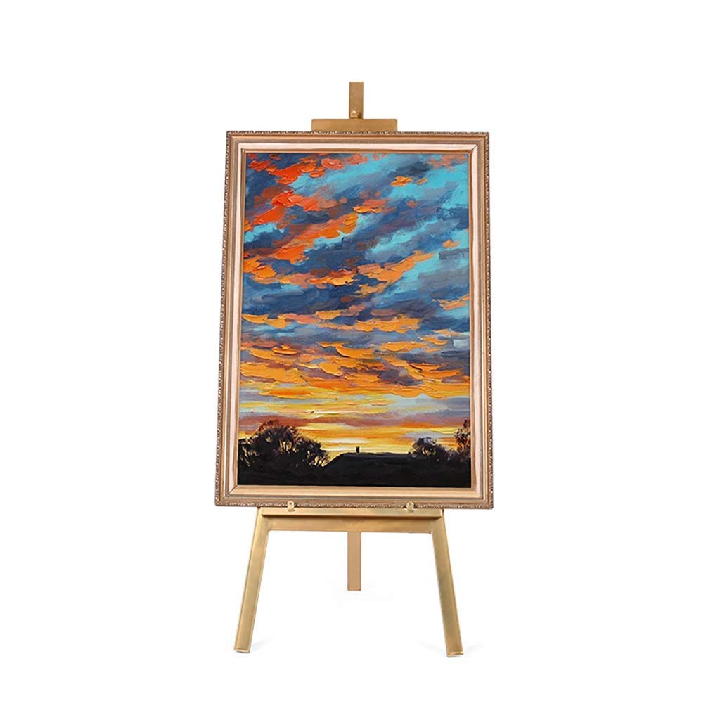 CWCQGH Display Easel Drawing Board Easels Wrought Iron Wwelcoming Frame Outdoor Water Medal Sketch Painting Frame Bracket Advertising Rack/Gold