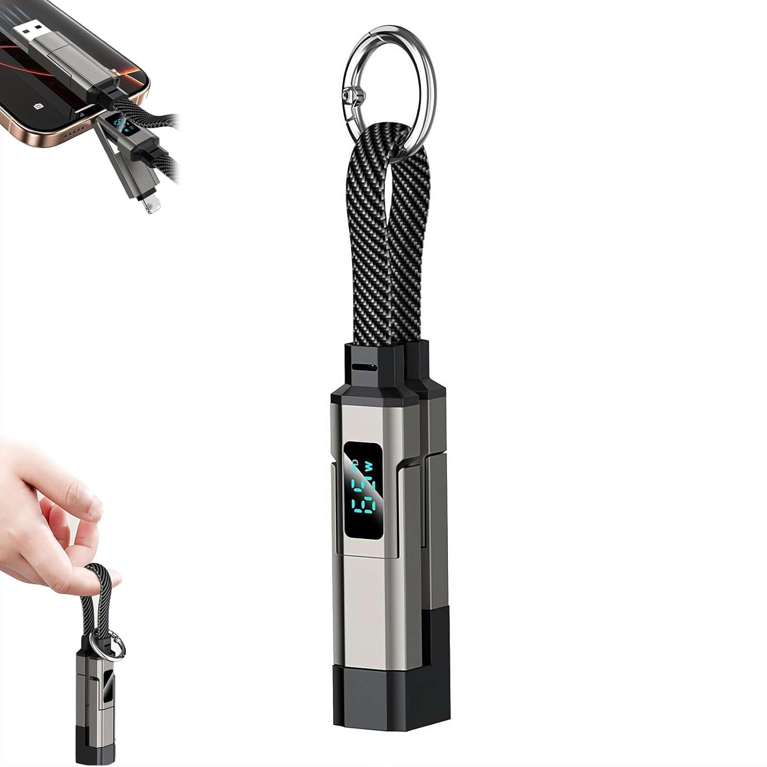 Wefly 4-in-1 Keychain Cable 65W PD3.1 Fast Charge 40Gbps Data Transfer Digital Display 0.2m Portable for IOS/Phone/Laptop/Smartphone-image-19