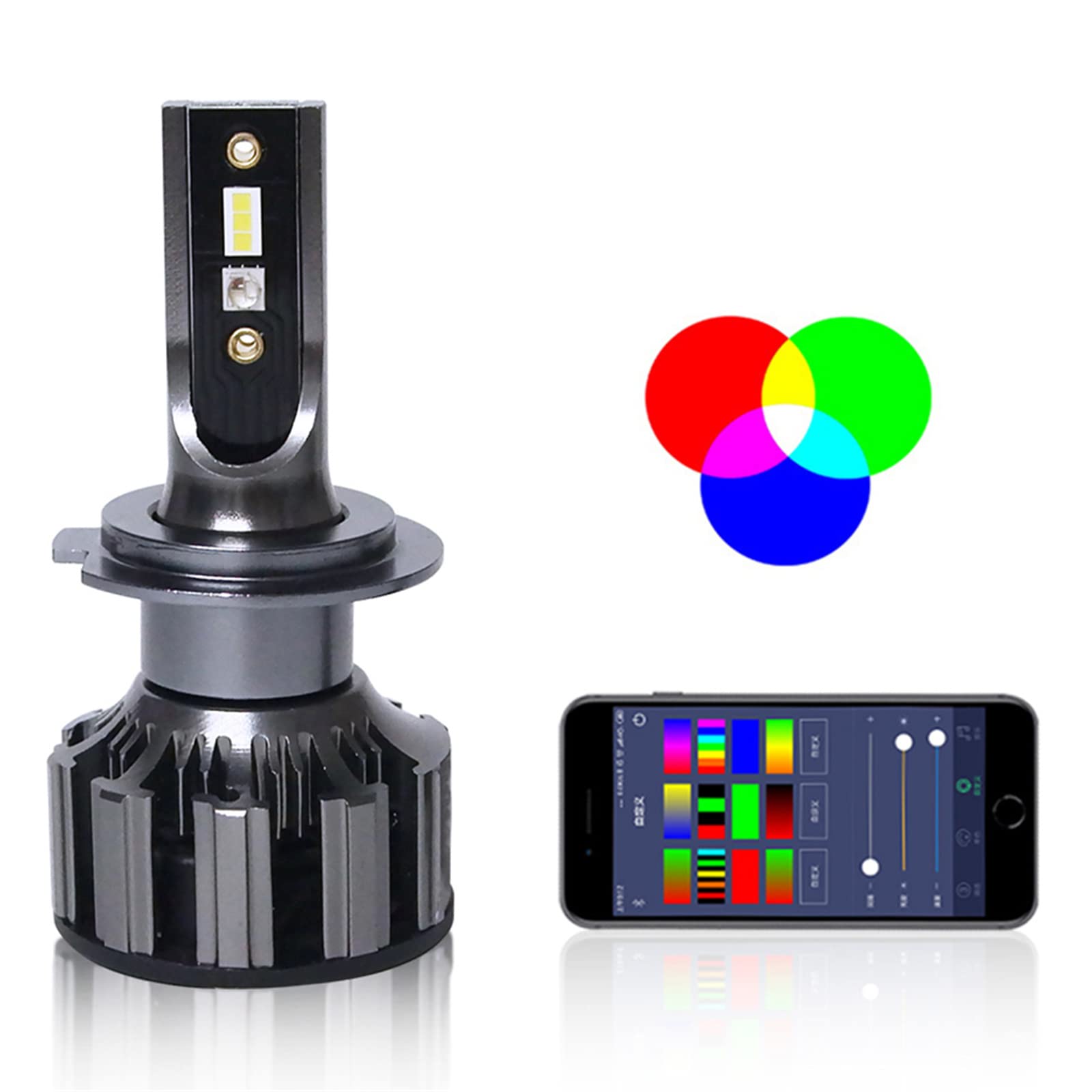 Bombillas LED RGB Para Faros Delanteros, 80 W, 7600 Lúmenes, Faros Delanteros LED Brillantes, 6000 K, Blanco Frío, Kit De Conversión De Faros LED IP68 A Prueba De Agua, Paquete De 2,H4