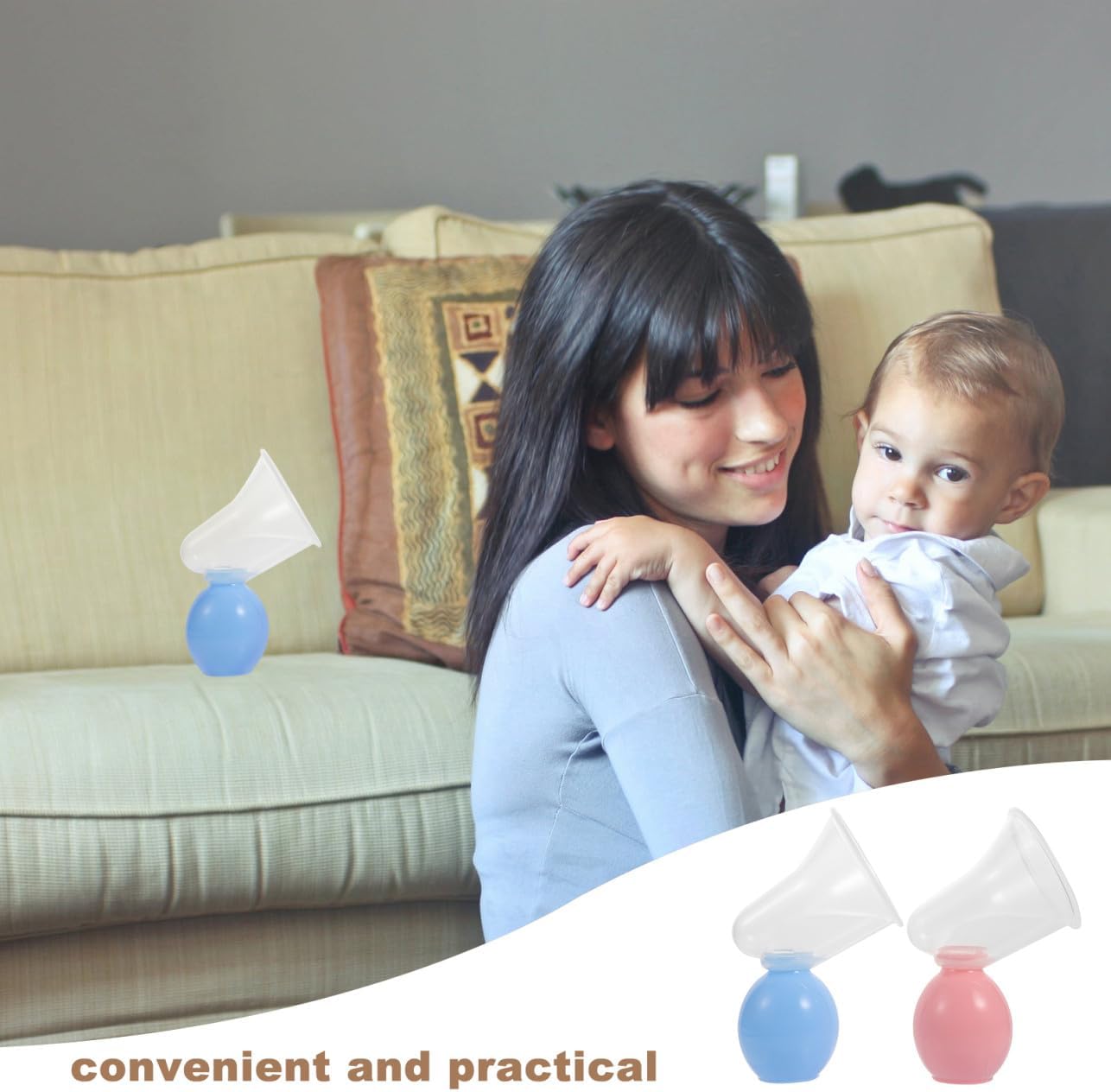 Manual Breast Pump Set 2Pcs Suction Breast Pumps for Nursing Moms, Portable Handheld Breastmilk Suckers with Soft Suction for Breastfeeding and Milk Expression