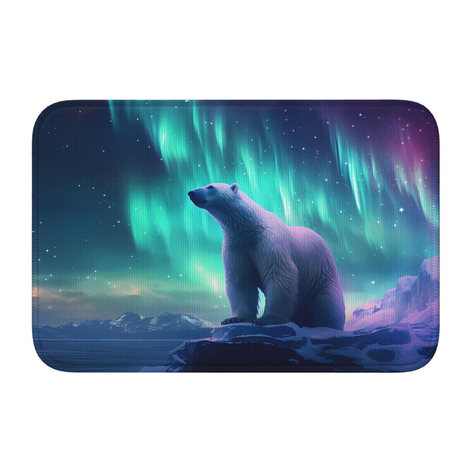 Tapis de sol ours polaire 102x152 cm antidérapant avec bordure surjetée pour entrée