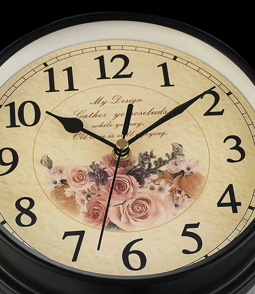 Horloge Murale D'Extérieur, Horloge Murale Décorative Rétro Double Face avec Cloche De Coq, Horloge Silencieuse en Fer Forgé pour Salon, Piscine, Terrasse, W
