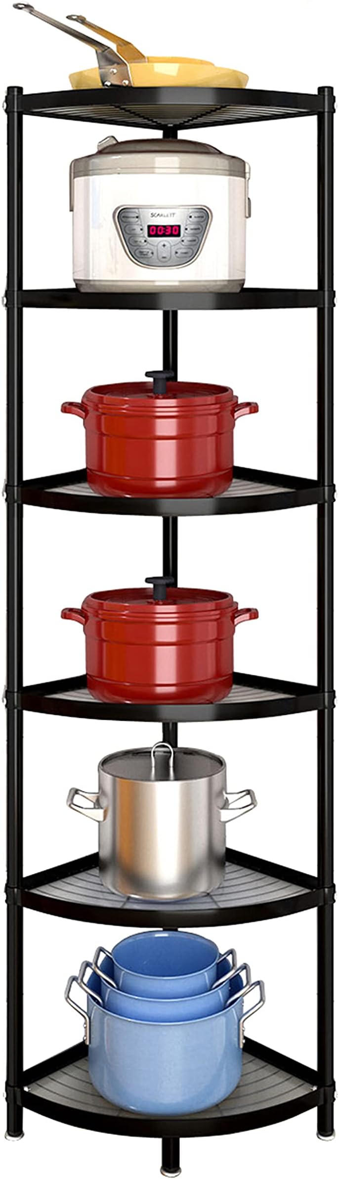 6-Tier Kitchen Pot Rack, Cookware Stand Storage Organizer ，Multi-Layer Corner Shelf Stand Stainless Steel Shelves for Kitchen