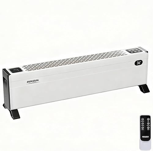 ROVSUN Calentador eléctrico de zócalo de 32 pulgadas con control remoto y temporizador, calentador de espacio de convección de 1500 W con modos de
