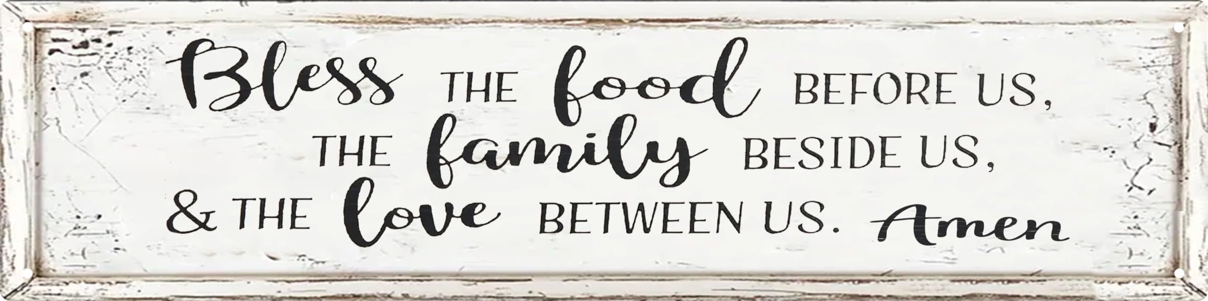 Aimlayton Bless The Lord And Family Metal Sign 4x16in Heartwarming Plaque for Living Room Wall Prayer Home Decor