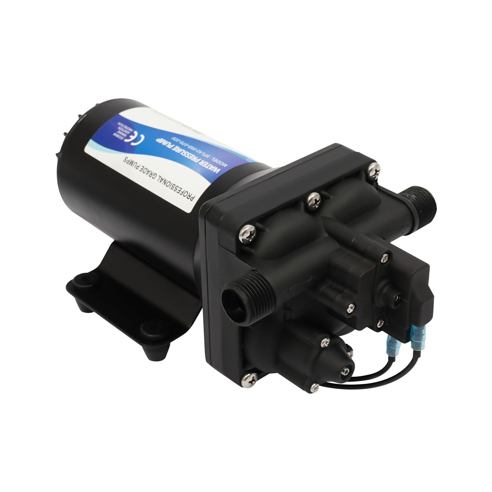 Membran-Druckpumpe 184 W, 20 l/min, Saughöhe 3 m, Förderhöhe 40 m, Druckwasserpumpe (2,4–5,6 kg), Ein-/Auslass φ20 mm (Außengewinde), Membranpumpe mit 1/2 Zoll Schlauchanschluss für Camping, Boote