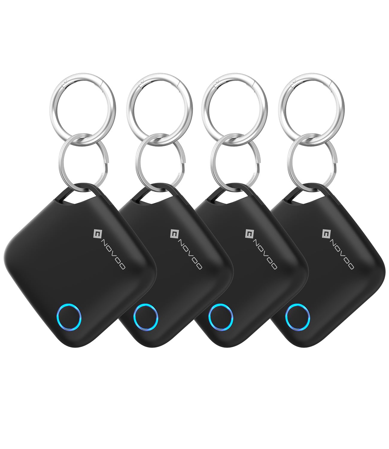 NOVOO Smart Tag, Air Tag Bluetooth Tracker Compatible with App Locate (iOS Only), with 8 Loops, 80dB Alarm, Replaceable Battery, for Keys, Suitcases, Bags, Pack of 4-image-20