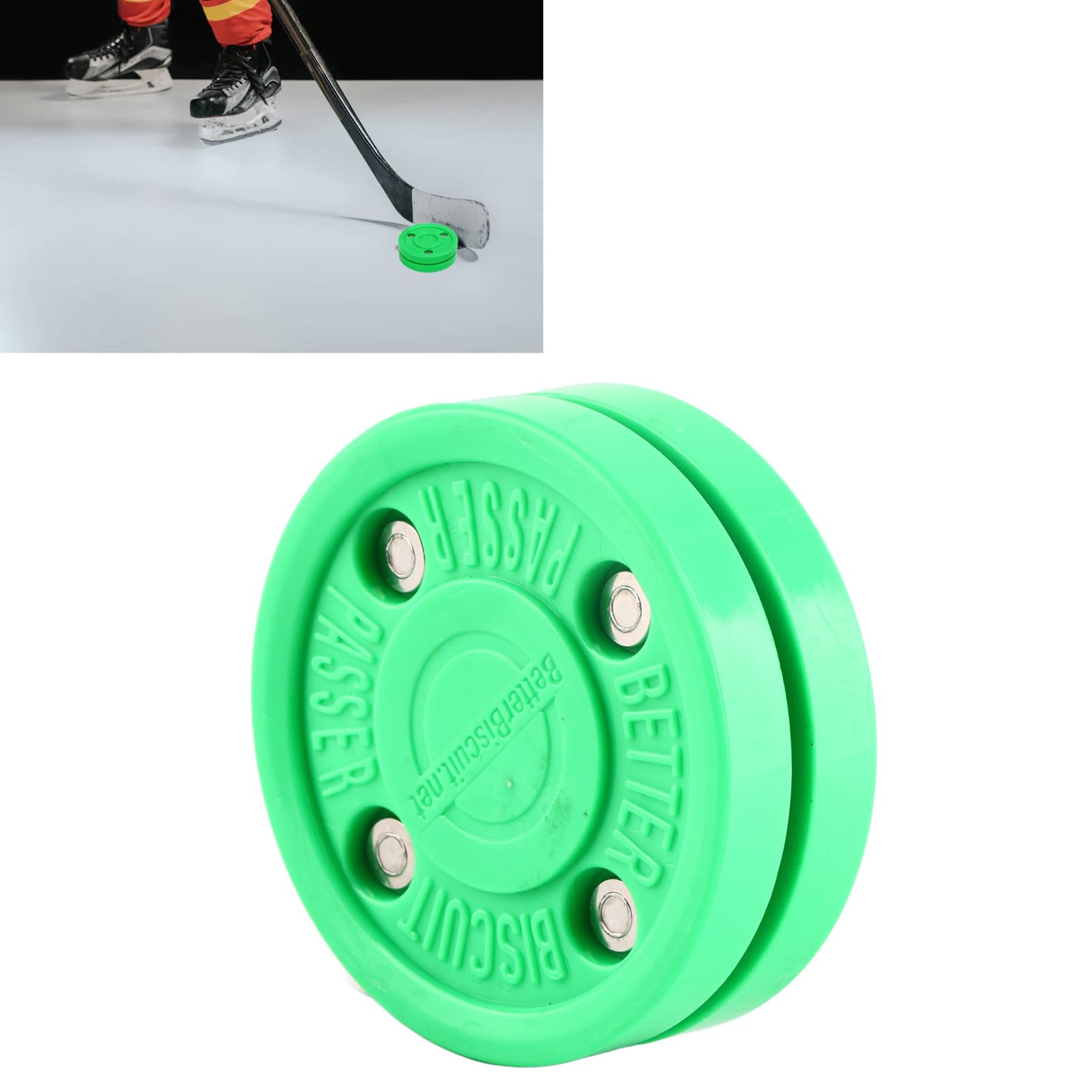 VGEBY Eishockey-Puck Polyoxymethylen Grüner Dryland-Puck für das Tägliche Training Beim Rollschuhlaufen