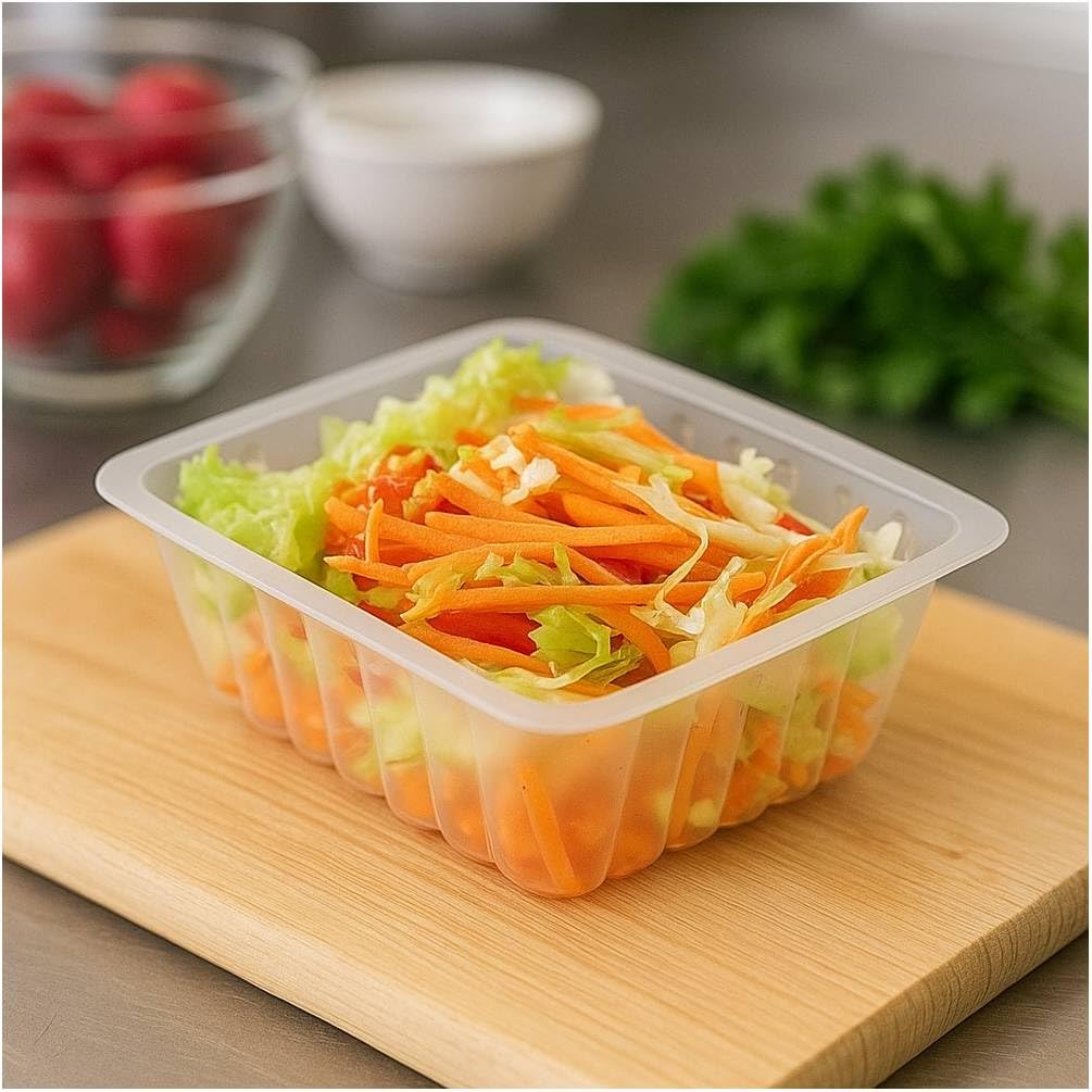 D-Work 1500 Barquettes Charcutières 500cc de 14,3 x 11,1 x 4,9 cm - Emballage Pro Fraîcheur Transparent Alimentaire