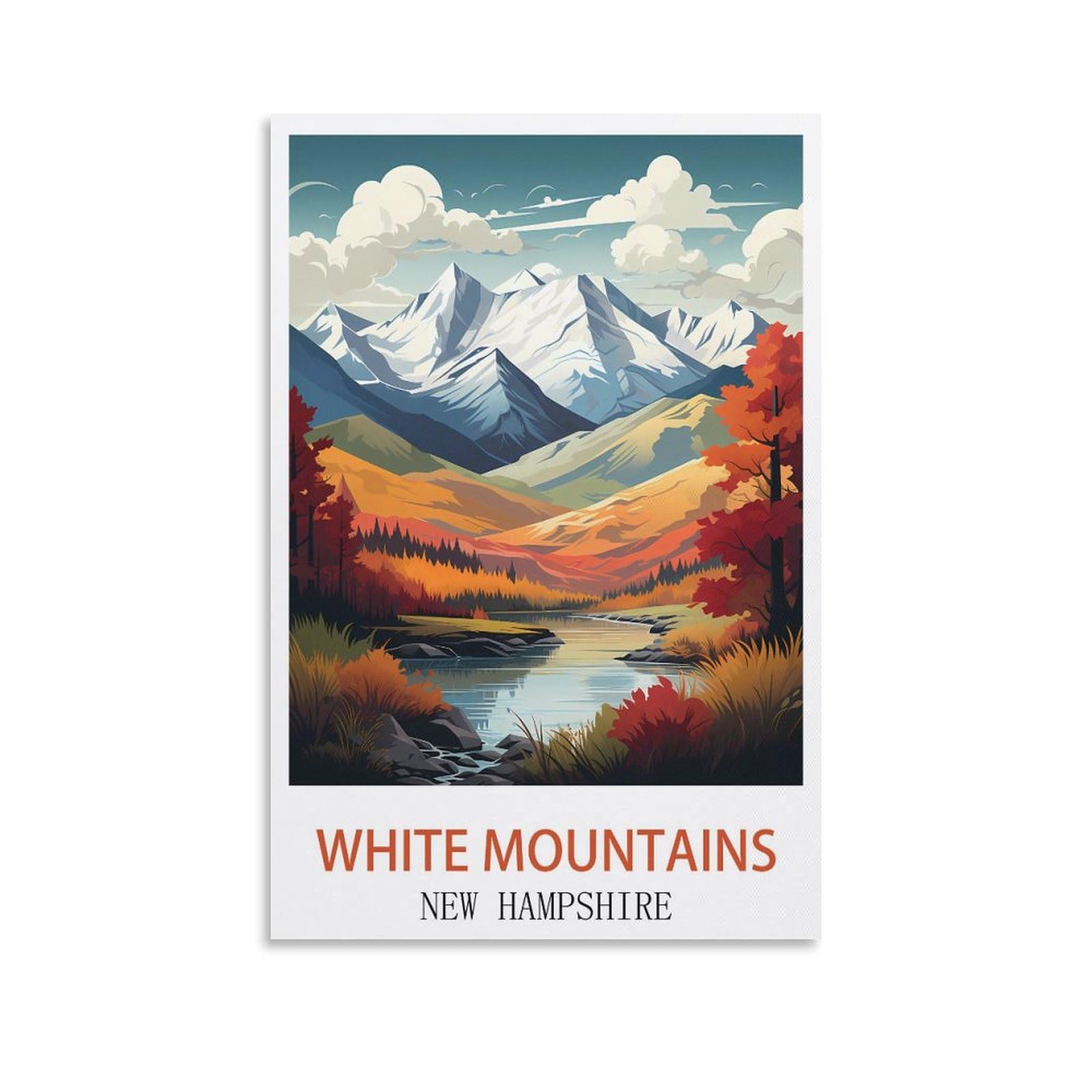 EZMLFA 5D Diamond Art Kits for Beginner,White Mountains New Hampshire,Diamond Picture Art for Beginner, DIY Gem Cross Stitch Creative Gift Home Wall Decor 40x50cm