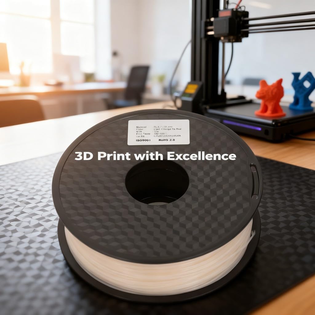 PLA Filament 1.75mm Red Photochromic, Neatly Wound 3D Printer Consumables - Excellent Transparency, High Toughness, Ideal for Modeling DIY Crafting