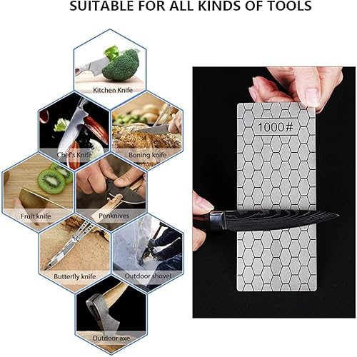 Miniatura 8 de 3 piezas de piedra afiladora de diamante de grano de diamante de piedra afiladora de superficie de panal de abeja para afilar la cocina, afilar