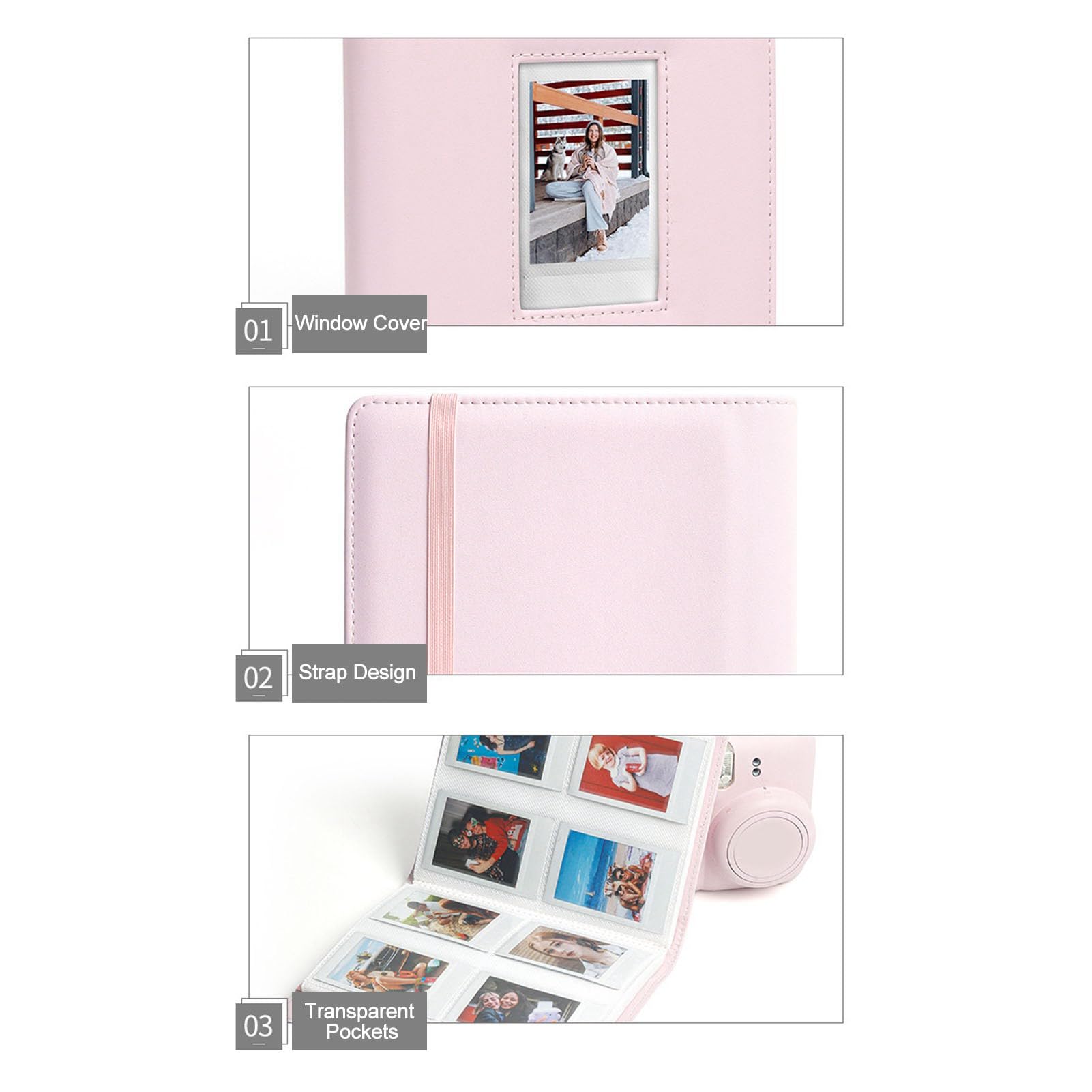 Album na 288 zdjęć do Aparatu Mini, Skórzana Okładka, Książka Albumu na Zdjęcia 2x3 do Aparatu Mini 11 12 9 do Aparatu Natychmiastowego, do Filmu Natychmiastowego