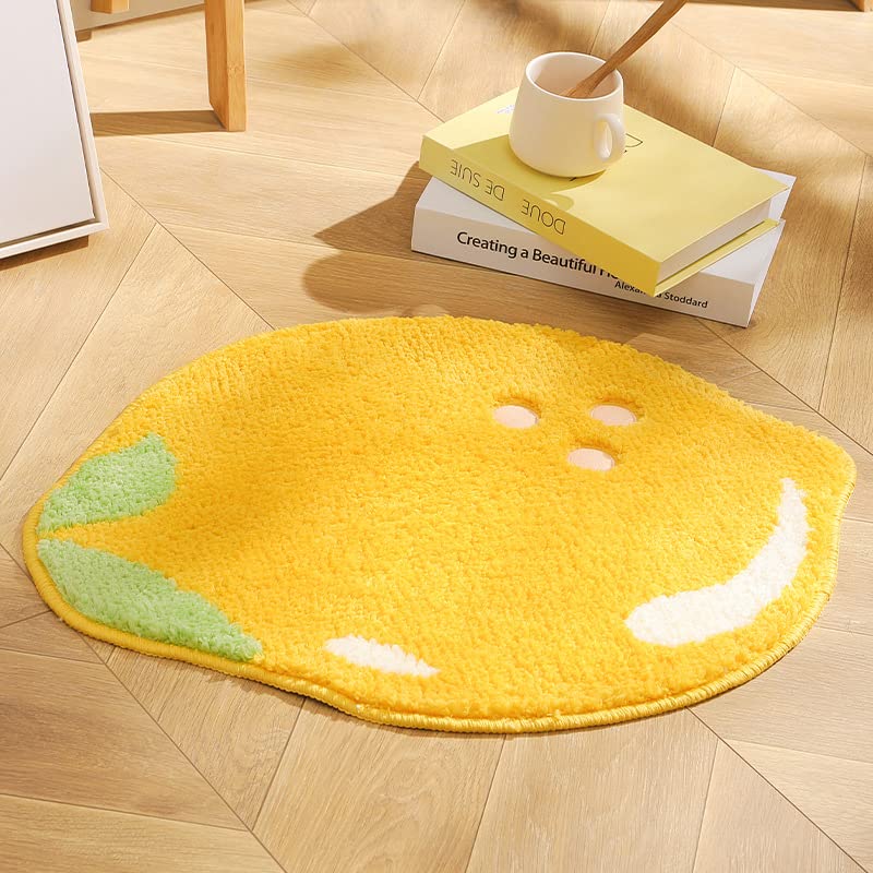 kamuavni Lemon Yellow Bathroom Rug Fruit Rugs for Bathroom, Non Slip Bath Rugs Cute Bedroom Rug Lemon Outdoor Mat Yellow Bath Rugs 23.6 * 19 inch- Lemon