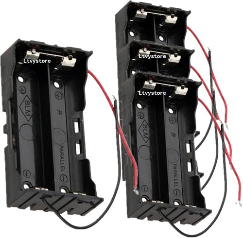 Soporte para batería 18650, 4 piezas, 2 ranuras x 3.7 V, caja de almacenamiento de batería DIY, en paralelo caja de baterías de plástico negro para