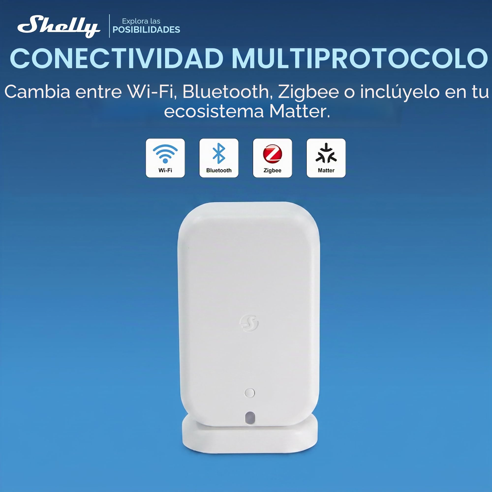Shelly Presence Gen4 Blanco – Sensor de Movimiento y Presencia Zigbee, Wi-Fi y Matter, 42 m², 180°, Detección 6 Personas y 10 zonas, Montaje en pared o superficie, Control Inalámbrico Shelly App, Alex