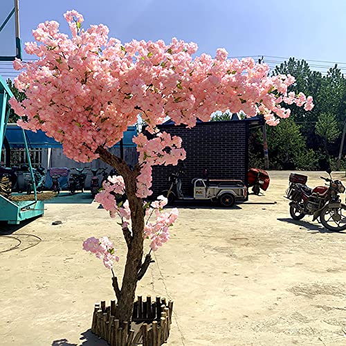 Plantas artificiales rosas de imitación de ramas de melocotón, flores de cerezo para interiores, sala de estar, ratán, aire acondicionado, decoración de fiesta, 1,6 x 1,2 m (rosa 1,5 x 1 m)