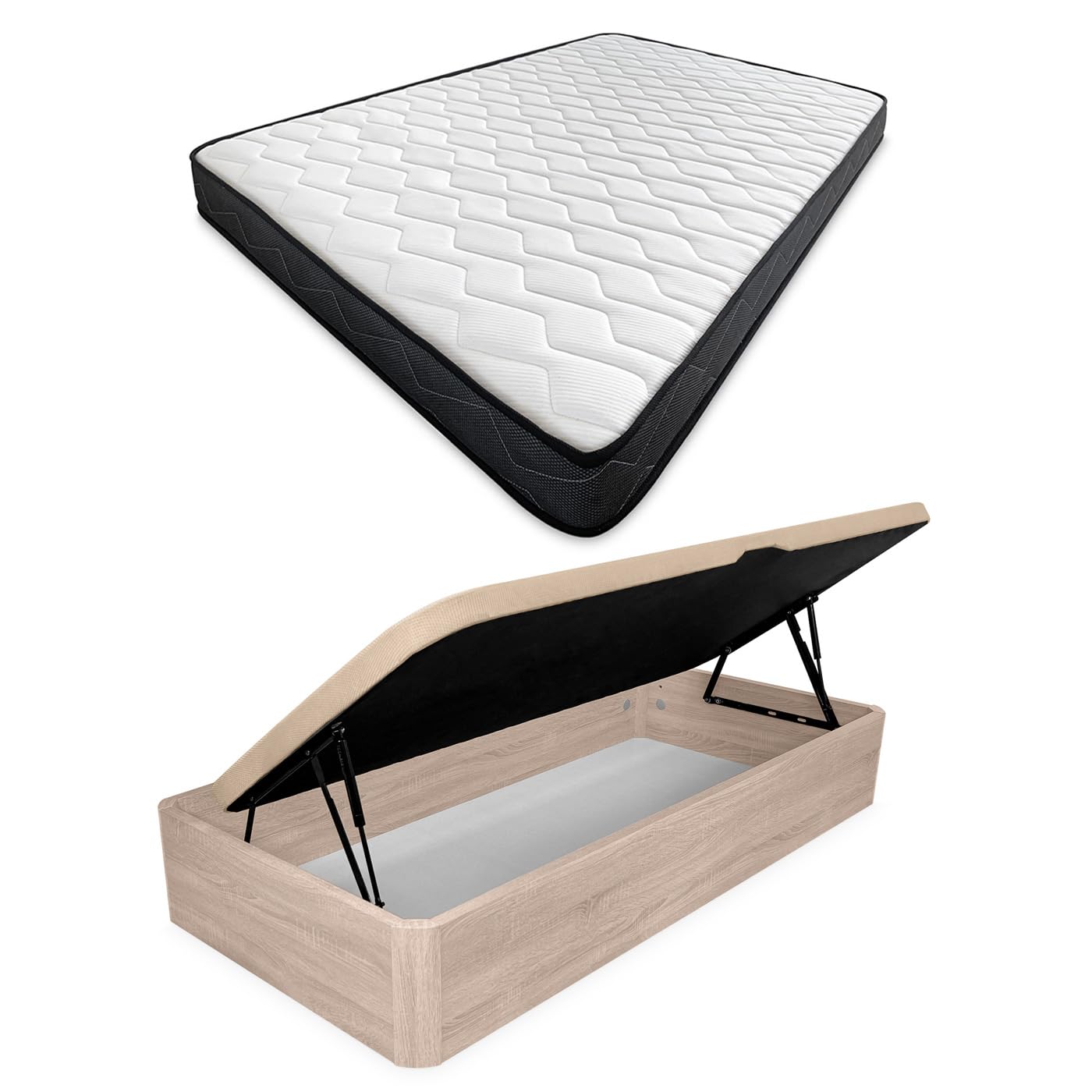 amuéblate Online - Pack Colchón Fit Reversible + Canapé Abatible Gran Capacidad con Apertura Lateral | Color Cambria 105 x 190