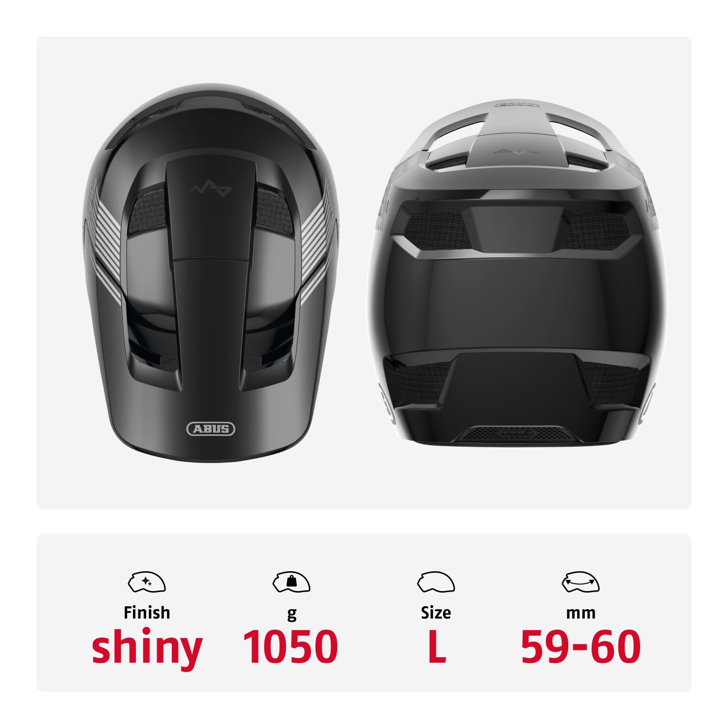 ABUS Casco Downhill HiDrop, Fullface, Muted Black, Talla L | Casco de bicicleta certificado ASTM con carcasa ABS para MTB, Downhill, Enduro y Bikepark, adultos y jóvenes