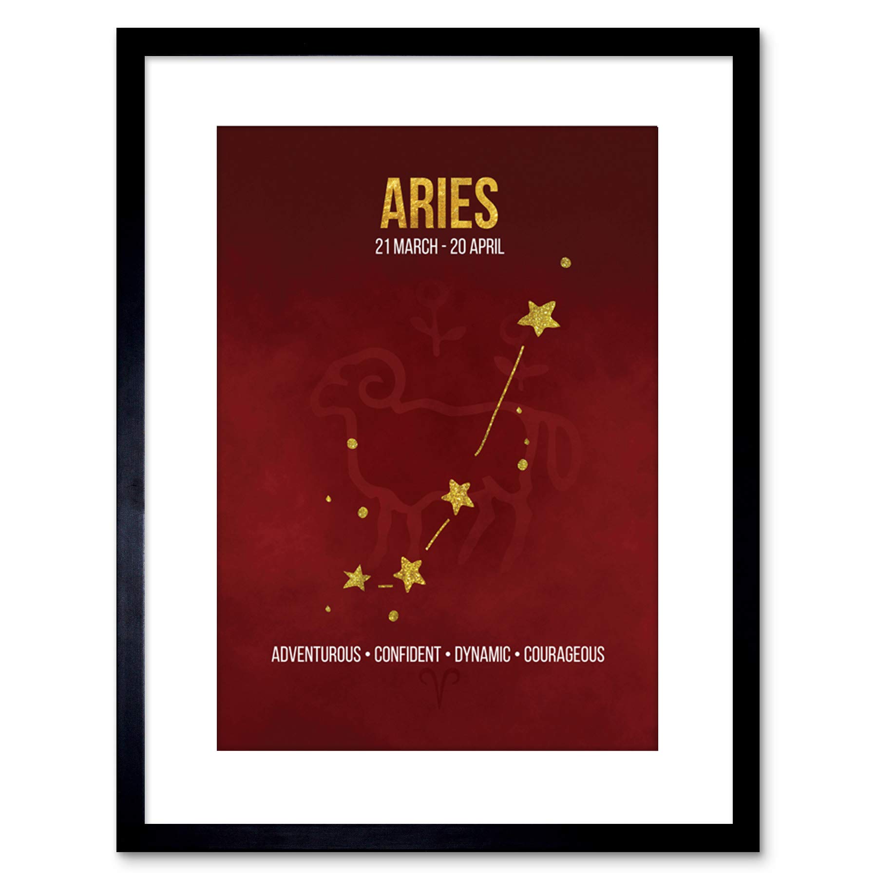 Wee Blue Coo Black Zodiac Star Sign Birthday Astrology Aries Framed Art Print F97x13489