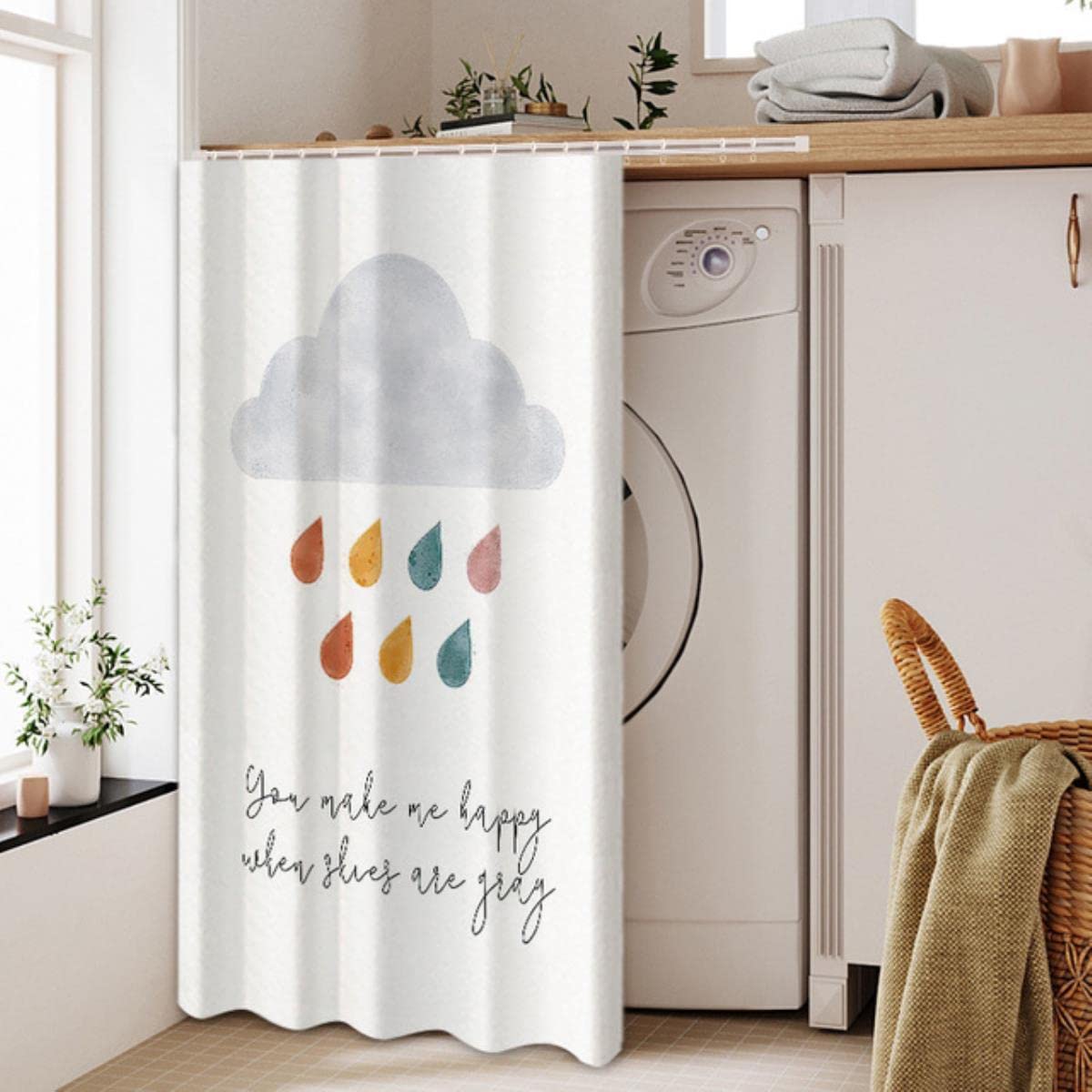 Nordycka pyłoszczelna zasłona do szafy pralka krótka zasłona kuchenna bez dziurkowania pół zasłony zasłona na drzwi poliester - kolor 9,70 x 100 cm