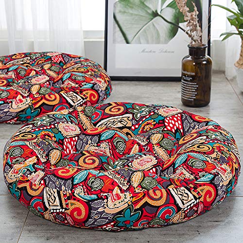HIGOGOGO Boho Floor Pillow, Mandala Flower Meditation Pillow Round Seat Cushion Yoga Cushion