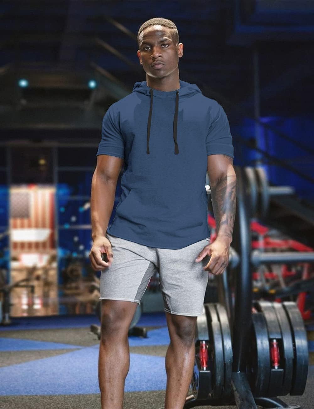 COOFANDY Men's Short Sleeve Hoodie Workout Gym Sweatshirt Muscle Fit Fashion Athletic Hoodies Pullover Cotton Hooded T-Shirts - Image 4