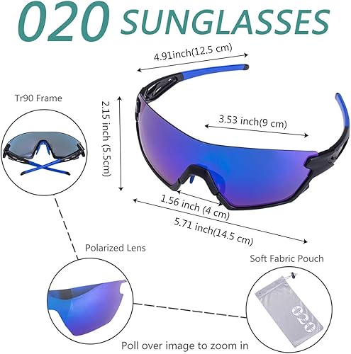 Miniatura 7 de O2O Gafas de sol deportivas para mujeres, hombres, adolescentes, jóvenes, ciclismo, correr, ciclismo, béisbol, softbol, gafas de sol 020