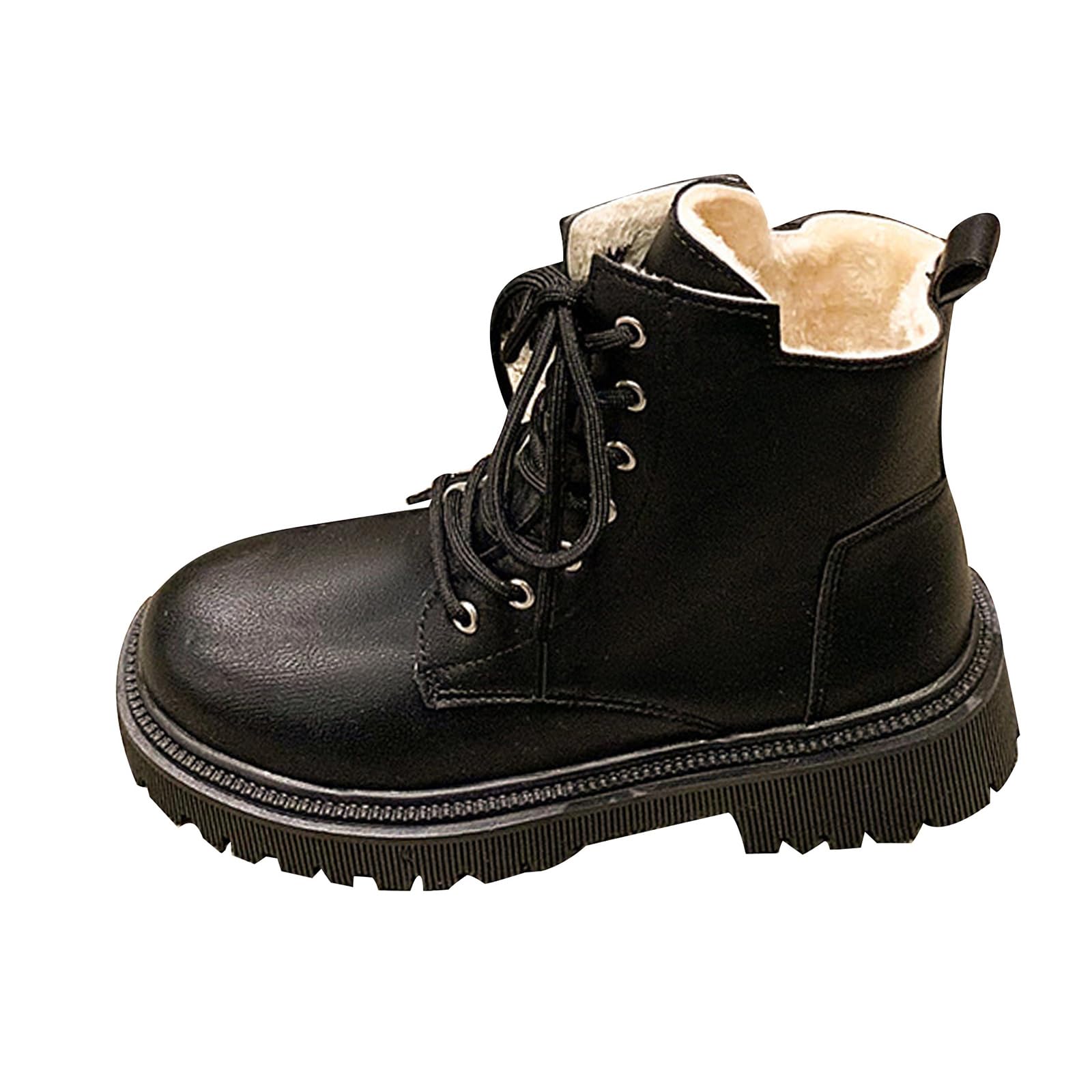 Unifizz Lug Sole Combat Ankle Bootie Lace up w Side Zipper