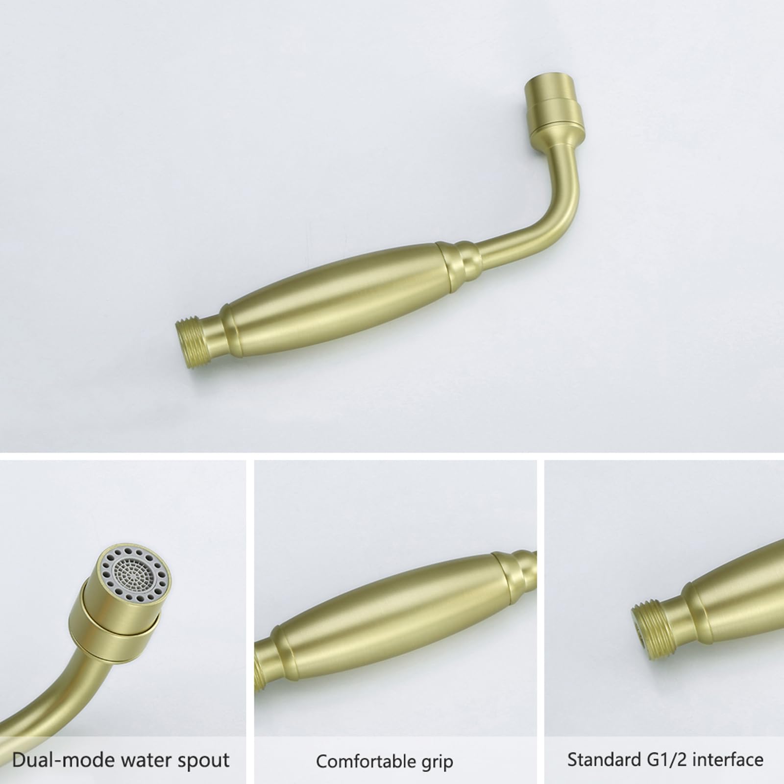 Pulvérisateur de Bidet À Main Sortie D'Eau À Double Mode en Laiton Douchette Wc Reglable pour L'Hygiène Personnelle Or