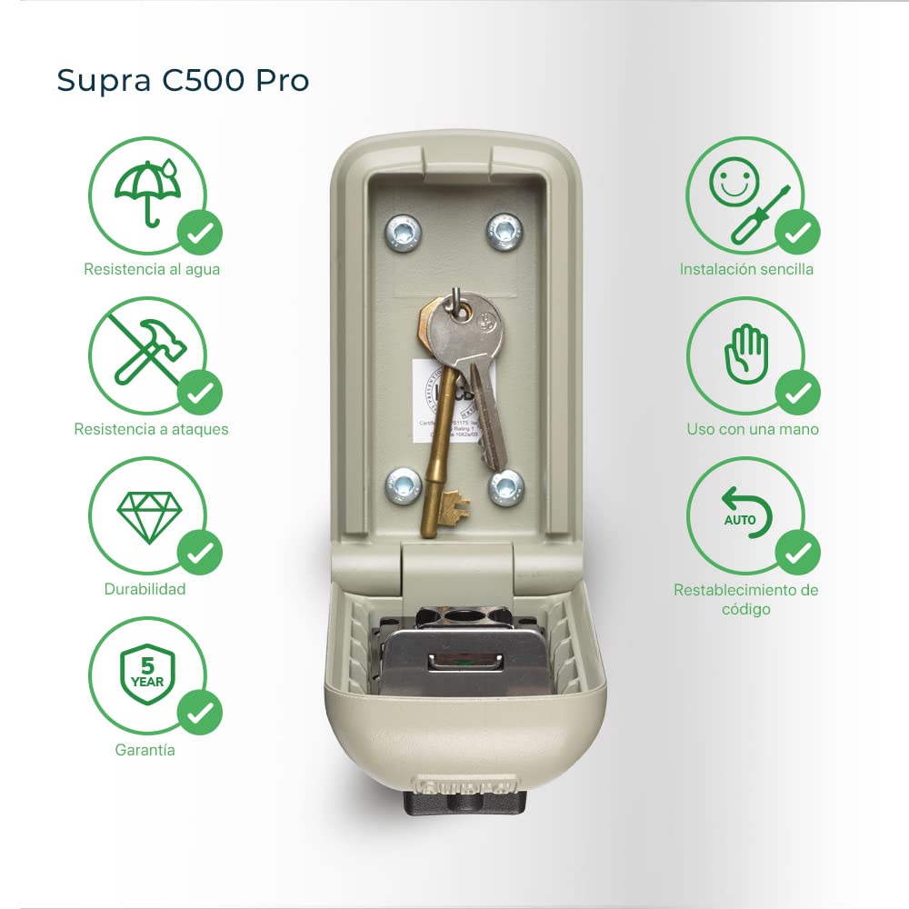 KeySafe SUPRA C500 Pro (2ª Generación) - Caja guarda llaves de alta seguridad, preferido por la policía