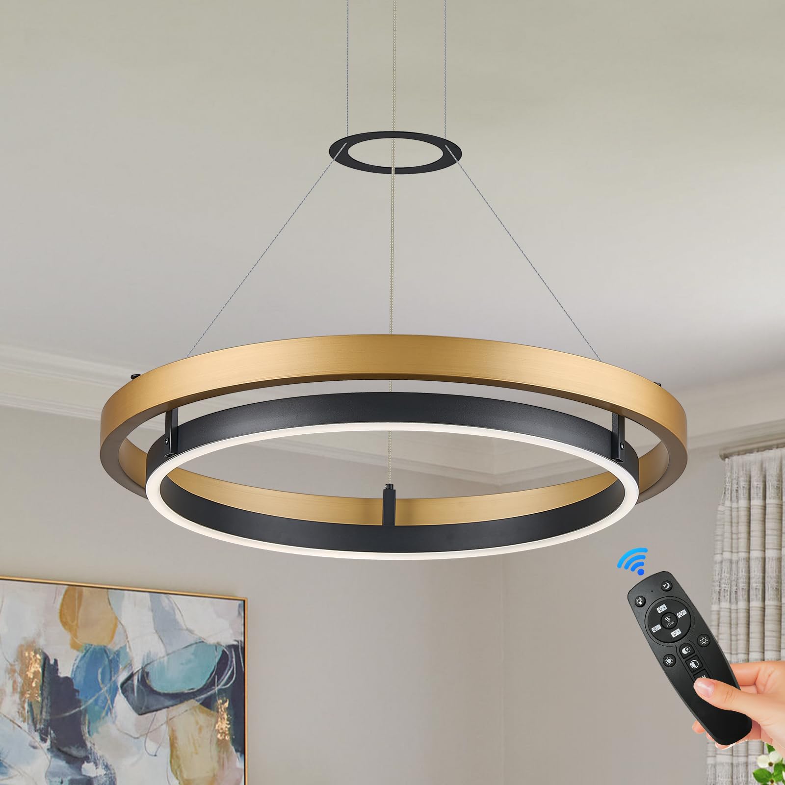 Photo 1 of Benkut LED Chandelier, Black Gold, 23.6 inch