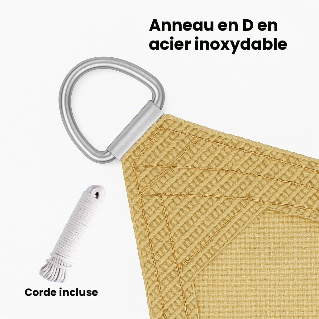 Brigros - Voile Pare-Soleil Triple Angle HDPE 180 g/m² résistant aux Rayons UV avec Anneaux D Acier Inoxydable, Rideau de Voile d'ombrage 3 x 3 m, 4 x 4 x 4 m, 5 x 5 x 5 m, bâche de Protection
