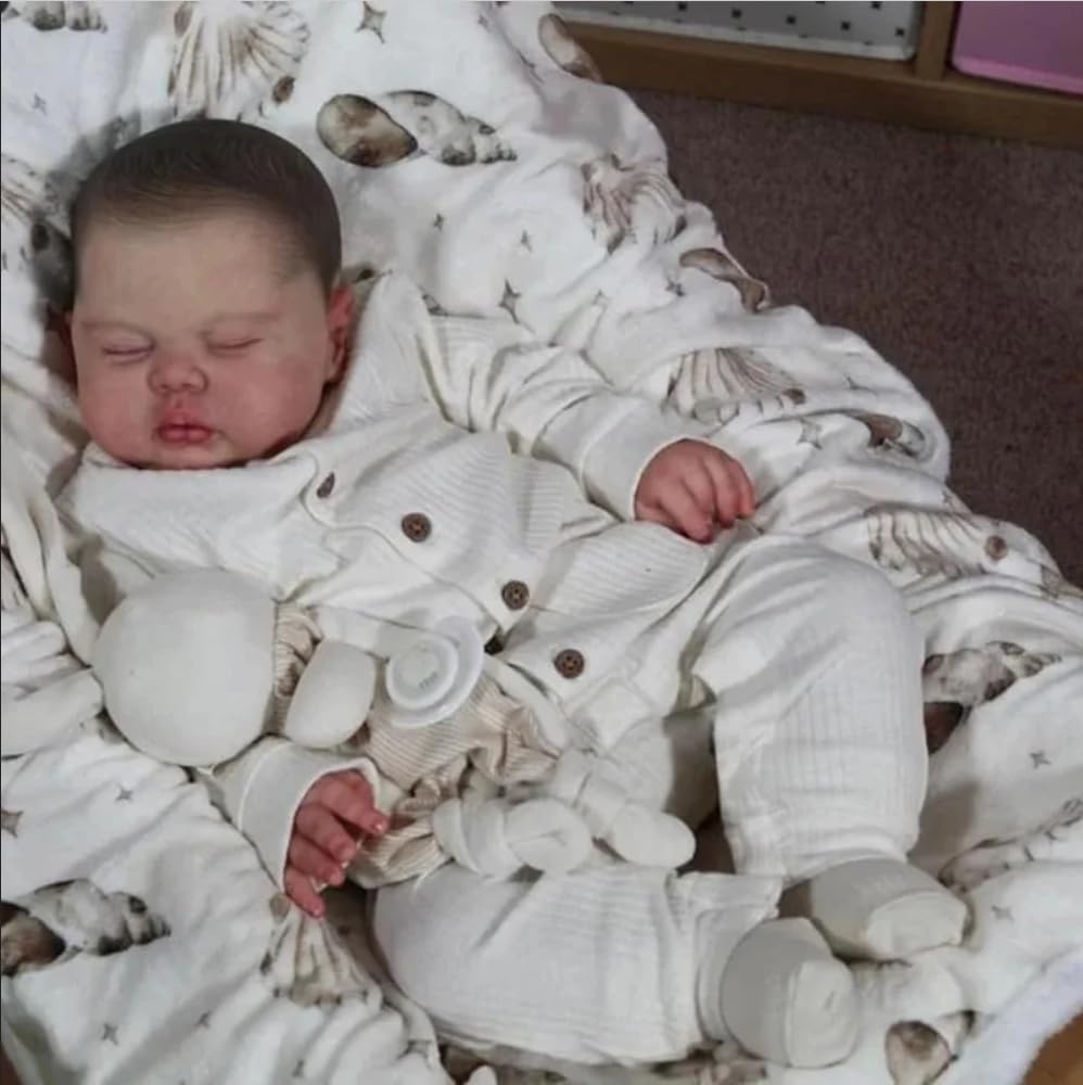 Chubby Reales Leben Neugeborenes Baby Puppen Junge Weicher Stoffkörper Geschlossene Augen 24 Zoll 60 cm Schlafendes Baby Reborn Kleinkind Puppe Mit Realistischen Venen Für Kinder
