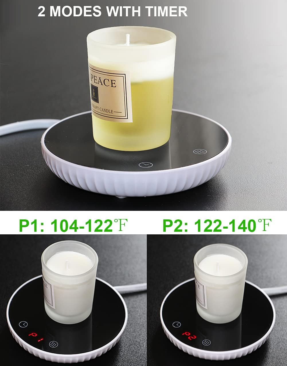 Calentador de velas, calentador de taza de café, plato calentador para cera, tarro, plato calentador de tazas de escritorio, regalo para mujeres 3