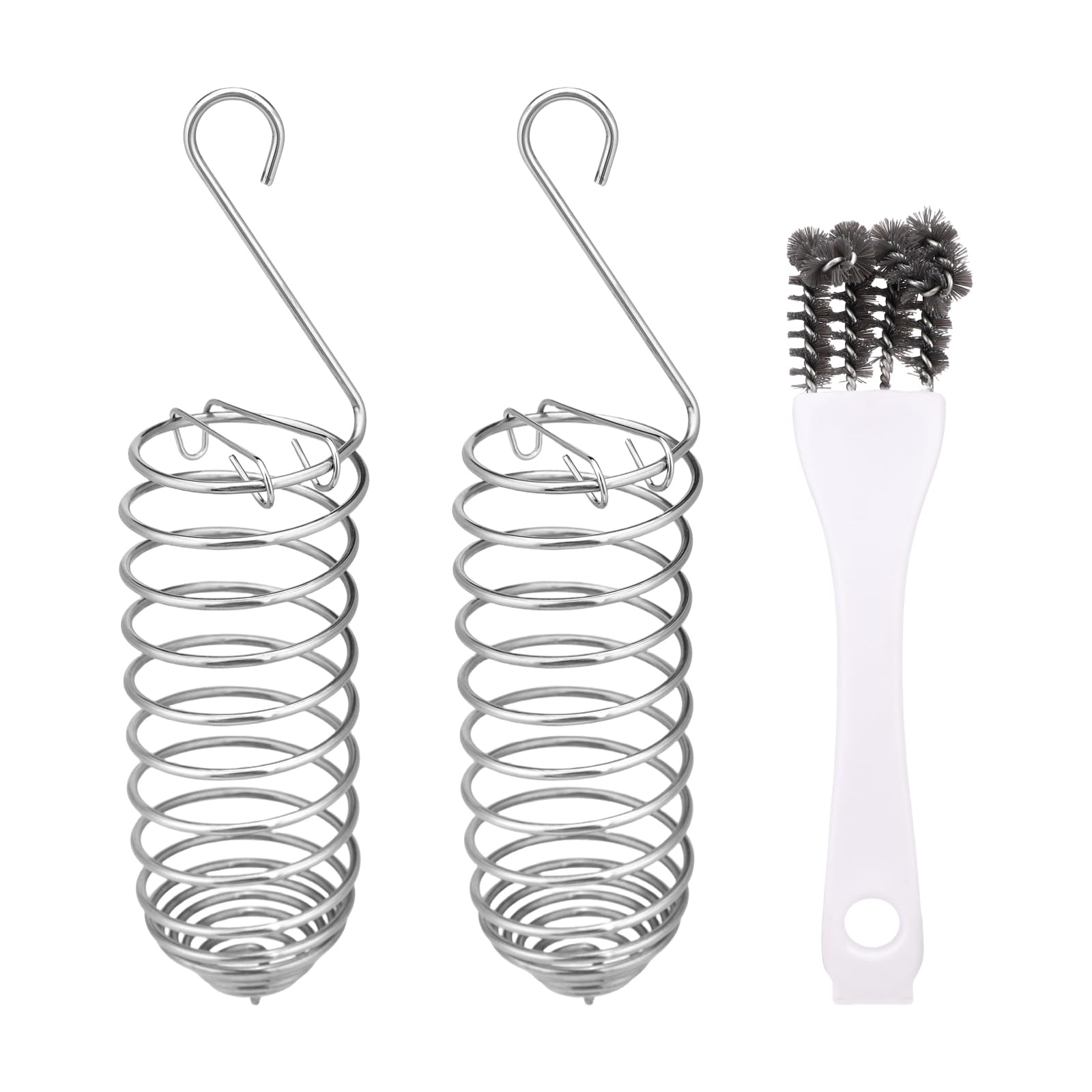 2pcs Millet Spray Holder for Parrots with Cleaning Brush, Stainless Steel Millet Holder Bird Food Feeder Basket for Pet Parakeet Cockatiel Conure Foraging Chew Accessories Supplies