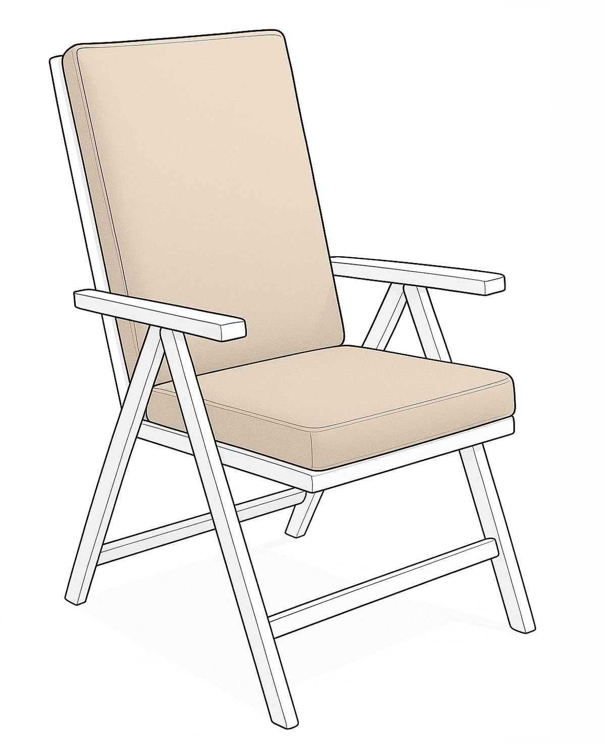 Crescent Textile Waterproof High Back Chair Cushion 96x41x5cm for Garden, Patio Chairs. Loungers, Recliner, Relaxer Durable & Comfy Seat Pads for Indoor/Outdoor Use, Foldable Seating Cushions (Sand)