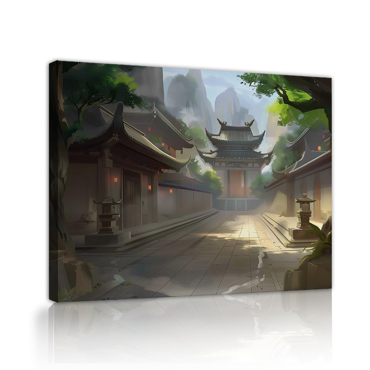 Architecture chinoise traditionnelle, tableau sur toile mural 50x70cm