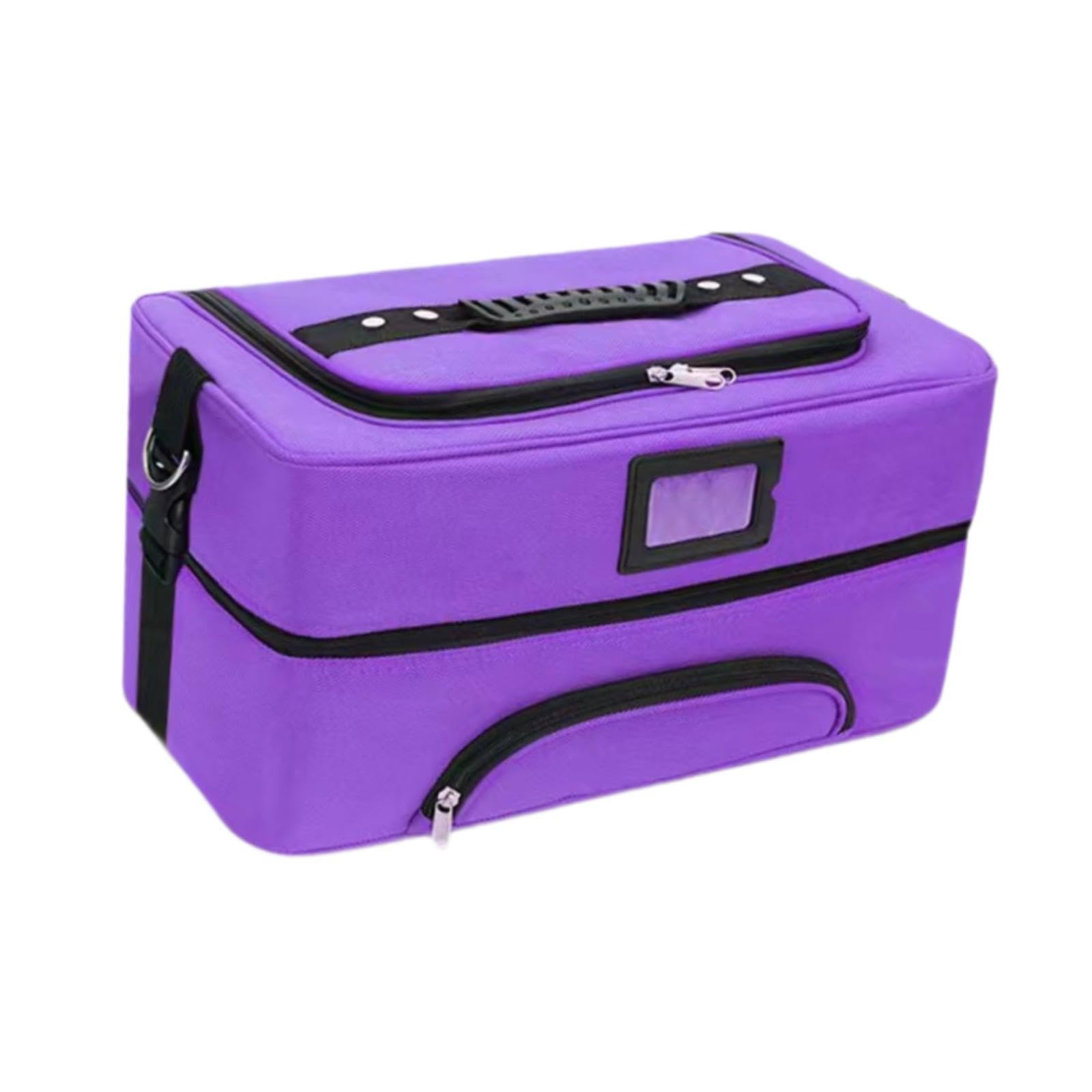 Neceser de maquillaje de viaje portátil con divisor, organizador profesional de esmalte de uñas, organizador de maquillaje para mujeres y niñas, morado, A