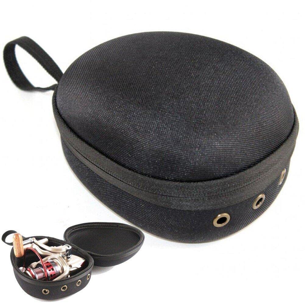 Casiler Black Fishing Reel Bag, Portable Eva Fishing Reel Organizer Bag Fish Wheel Protector Fishing Reel Travel Bag Storage Case Pouch