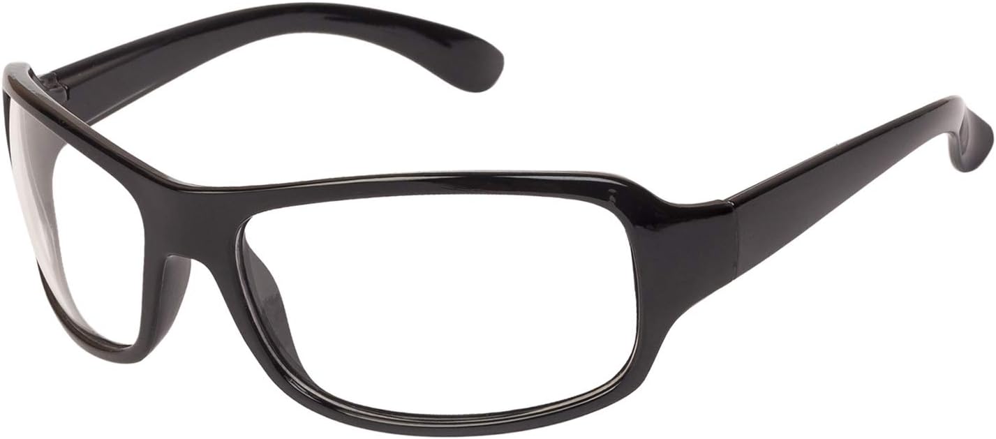 Arzonai Men's UV-400 Protected Sunglasses Night Driving Glasses Hector Sports Wrap Matte Black, 64mm (Translucent White Lens) (MA-905-S1)